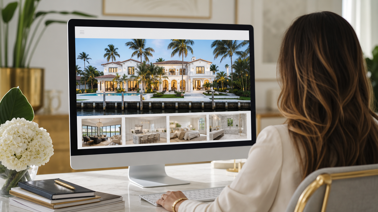 Custom property website showcasing a waterfront Miami luxury home