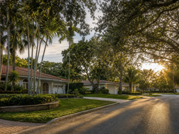 A residential street in its seasonal colours in East Kendall, Florida — Miami's Prime Locations for High
