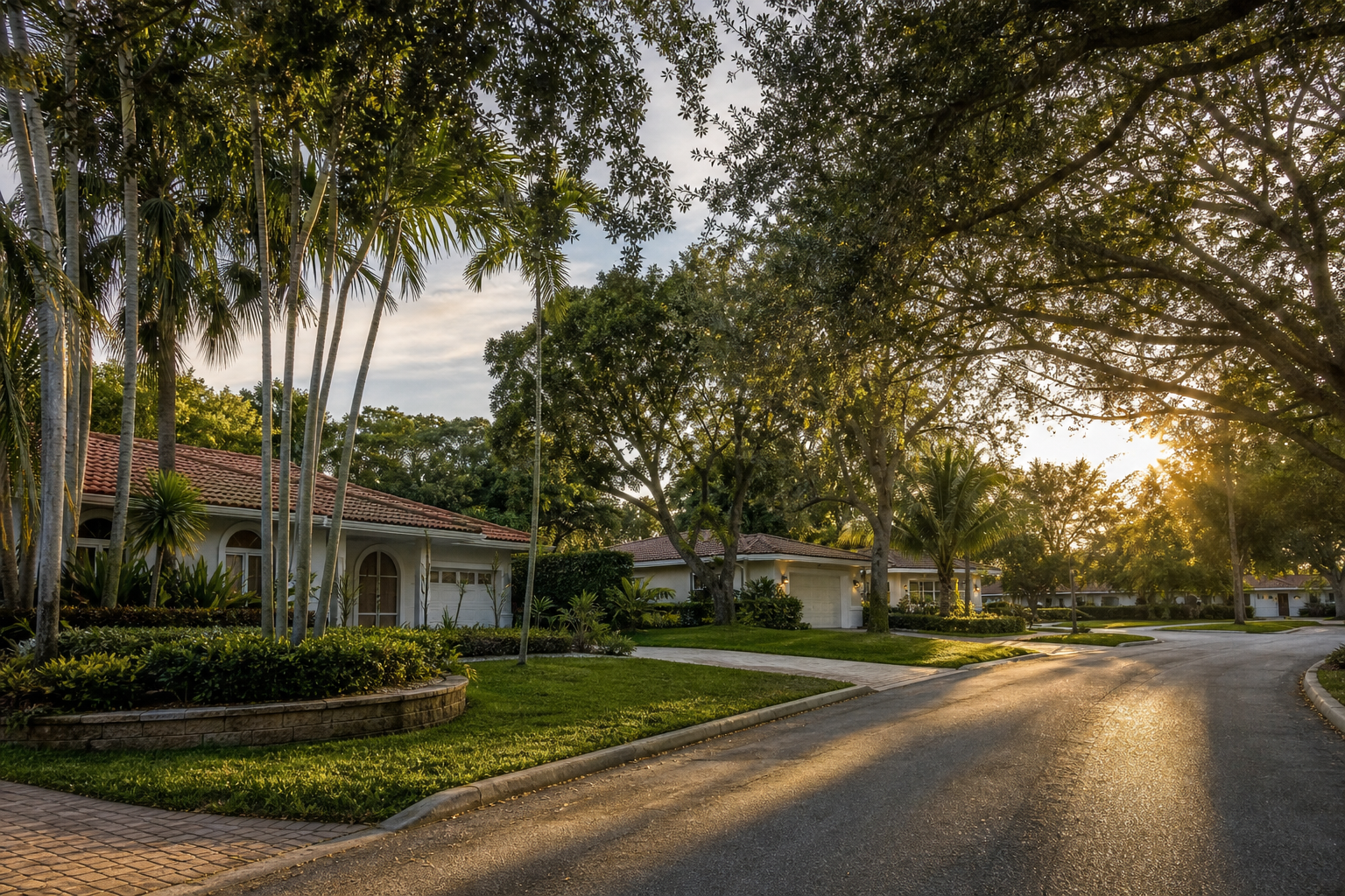 A residential street in its seasonal colours in East Kendall, Florida — Miami's Prime Locations for High