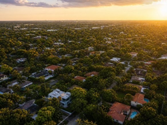 An aerial view across a residential neighborhood in Pinecrest, FL — South Miami Neighborhoods