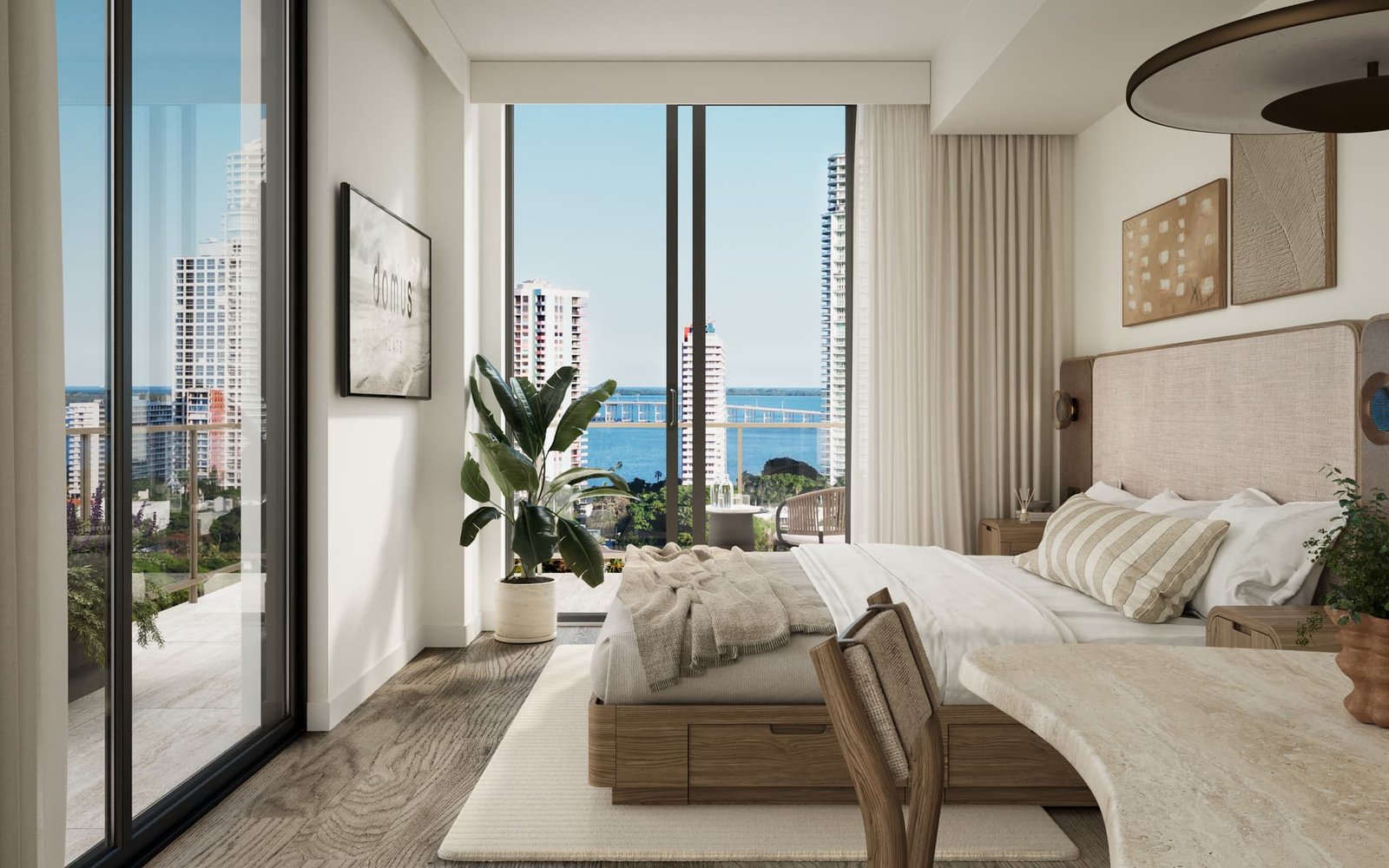 Estudio amueblado en Domus Brickell Park con vista a la bahía